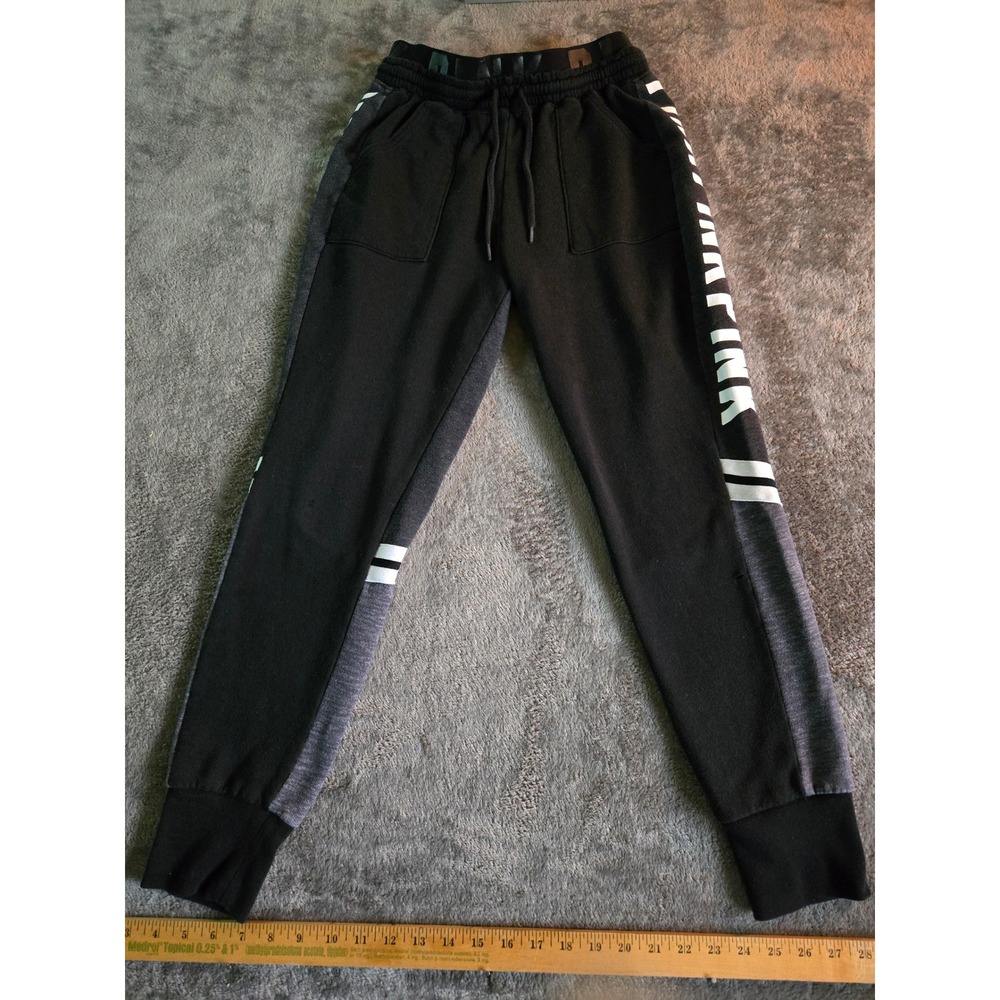PINK Victoria's Secret Joggers Women S Black Good Logo Graphic Skinny Sweatpants